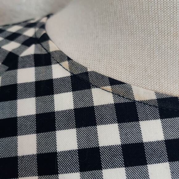 Victoria Beckham Navy White Check Blouse w/Peplum Size L - Picture 10 of 16